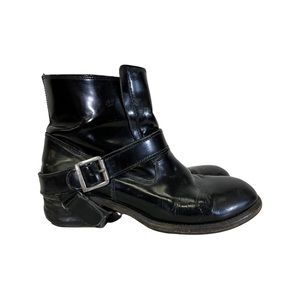 All Saints Glossy Black Moto Boots